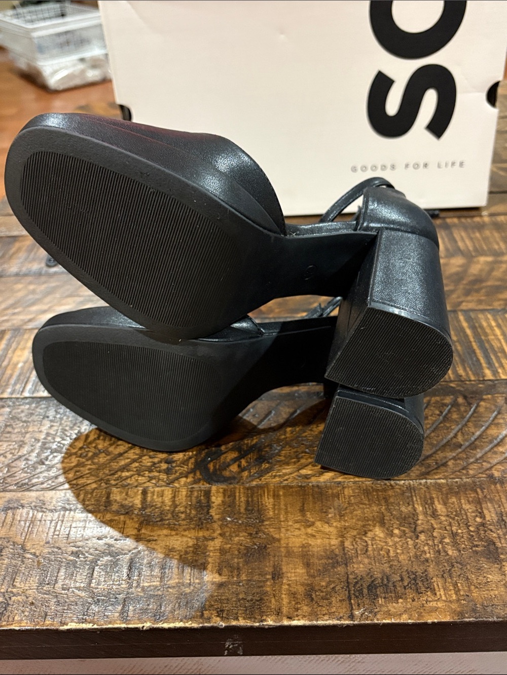 SO Black Jinny Platform Block Heel Ankle-Strap Pumps - Picture 5 of 6